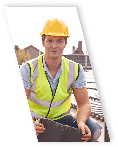 Construction worker working on a roof